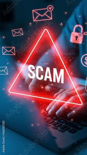 Red triangular warning sign with the word 