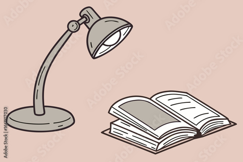 Minimal study lamp illustration with warm glow