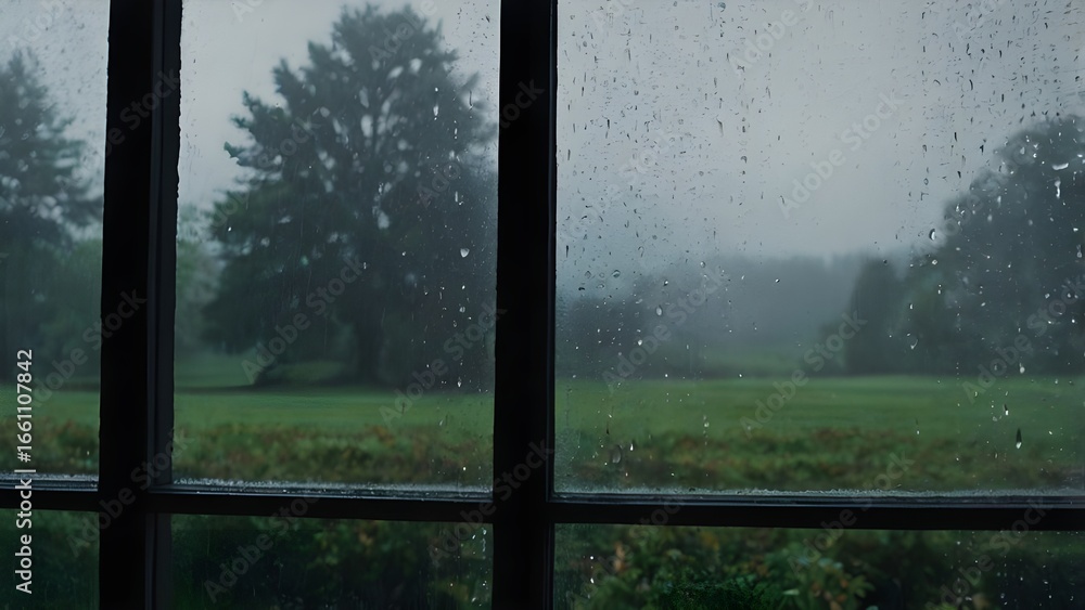 Naklejka premium a misty morning looked from the window