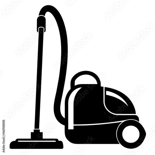 Simple Black Vacuum Icon on White