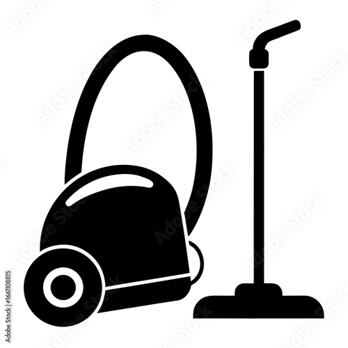 Simple Black Vacuum Icon on White