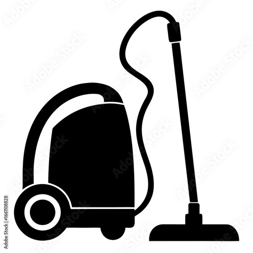 Simple Black Vacuum Icon on White
