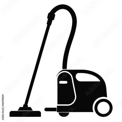 Simple Black Vacuum Icon on White