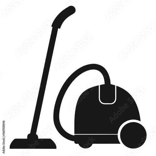 Simple Black Vacuum Icon on White