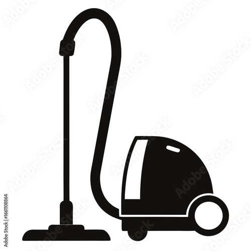 Simple Black Vacuum Icon on White