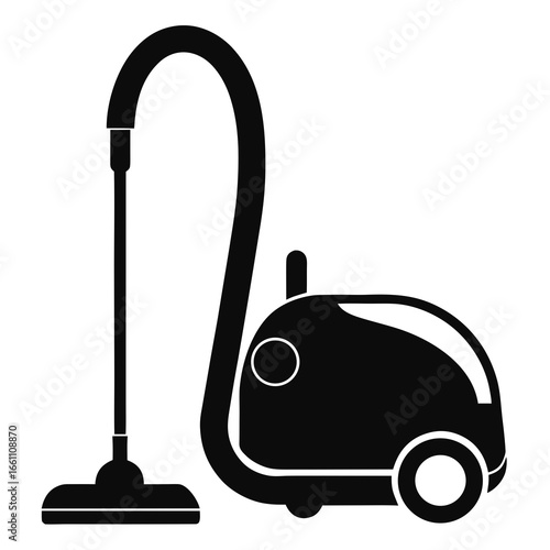 Simple Black Vacuum Icon on White