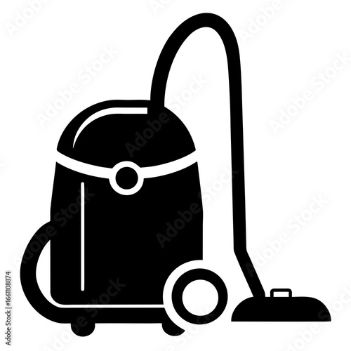 Simple Black Vacuum Icon on White