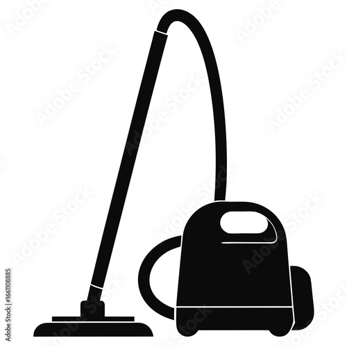 Simple Black Vacuum Icon on White
