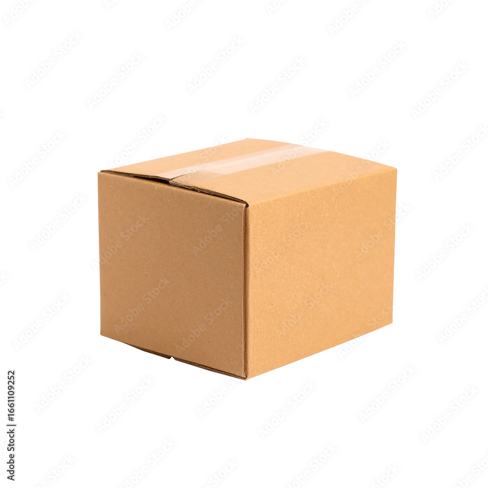 Fototapeta premium Cardboard Packaging Box with Tape Isolated on Transparent Background