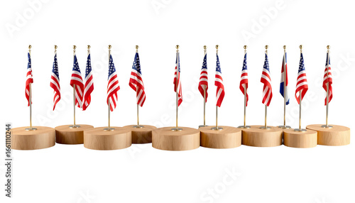 Multiple American Flags on Display