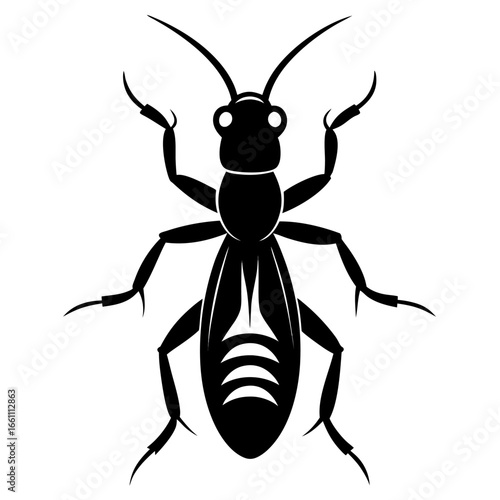 Black termite silhouette isolated on white background
