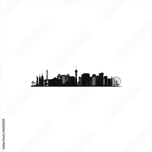 Iconic Global City Landmarks Silhouette Collage, Featuring Famous Monuments