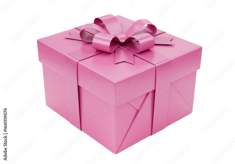 Obraz premium Isolated Elegant Pink Gift Box with a Large Bow