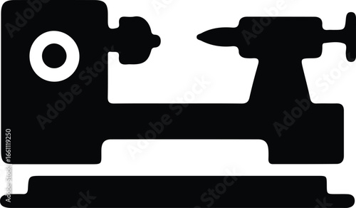 Illustrator Vector Simple metalworking lathe equipment silhouette