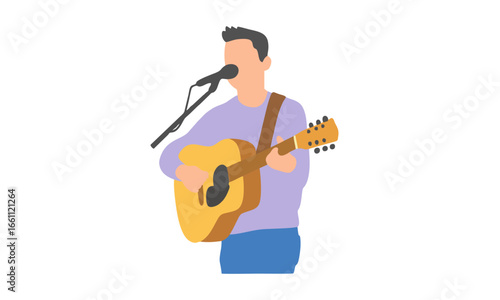 flat illustration of a man playing guitar