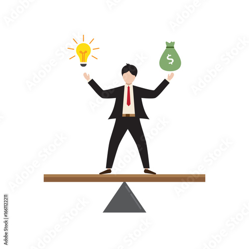 Man balances idea and money