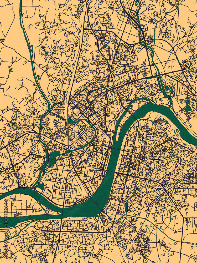 Obraz premium Pyongyang North Korea City Street Map. Abstract city banner urban art, abstract downtown paint, business city panorama, hand paint city