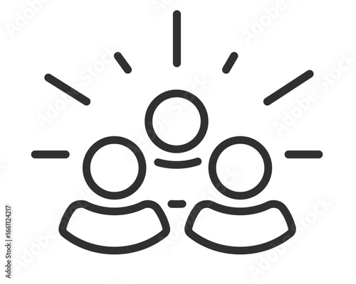People excited happy icon line stroke outline vector, team unity win pictogram linear thin, friends group enjoy cheers, family active society logo image clip art
