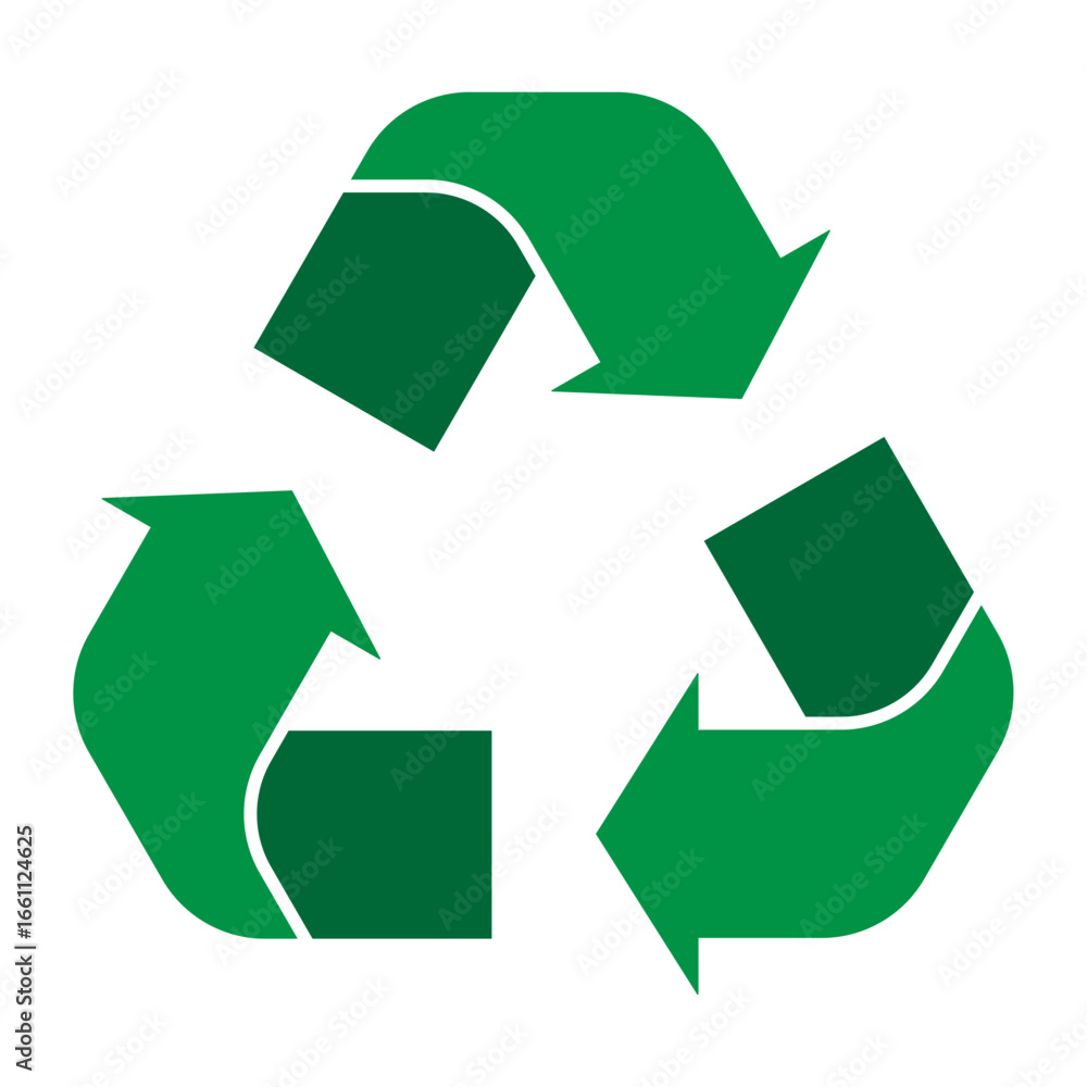 Obraz premium Green recycle symbol with three arrows forming a triangle.