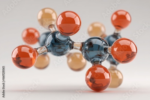 Detailed 3d panthenol molecule model with color-coded glossy atoms isolated on light background perfect for pharmaceutical cosmetic science articles and chemical education