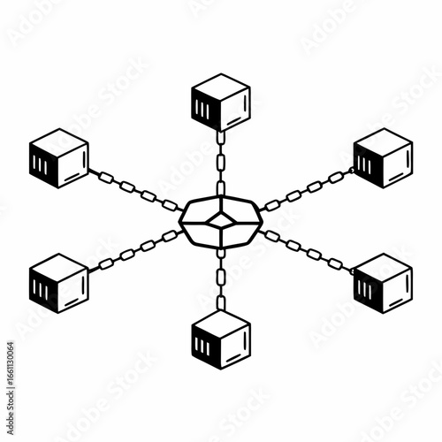 Decentralized network of blocks connected by chains