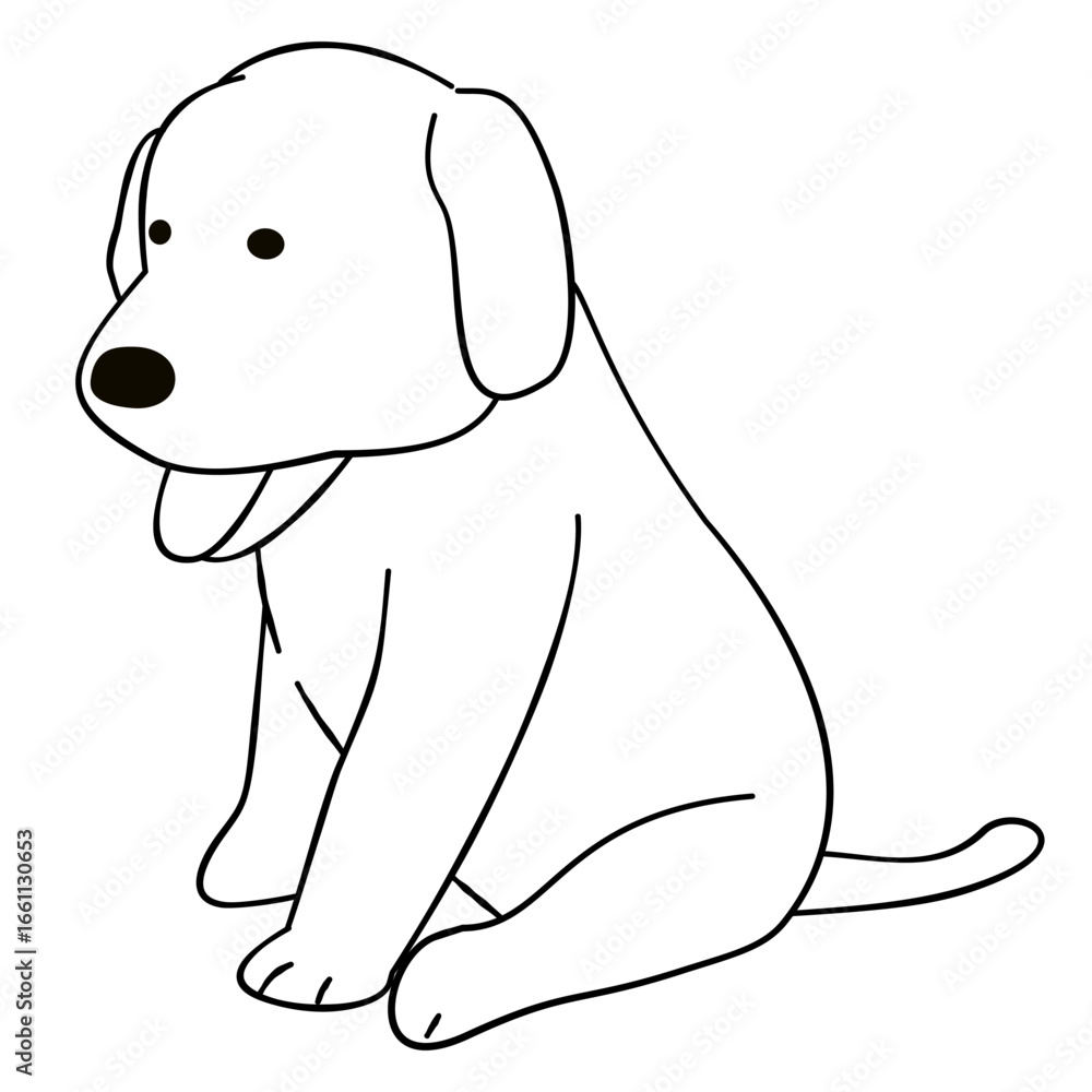 Fototapeta premium Cute cartoon dogs line art isolated white background. Vector illustration.