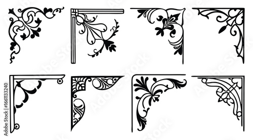 Set of Vintage Ornate Corner Borders
