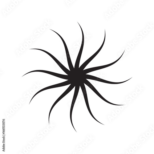 Sun star rays, burst. Radial circle radiation lines. Circulars lines beams. Spokes with radiating stripes grid. Vector graphic. Abstract illusion geometric pattern. 