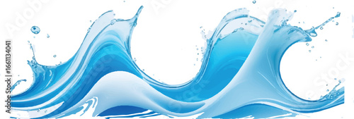 "A calm and refreshing ocean wave design in blue and teal tones. Ideal for backgrounds, digital designs, and web banners needing a peaceful aesthetic."
