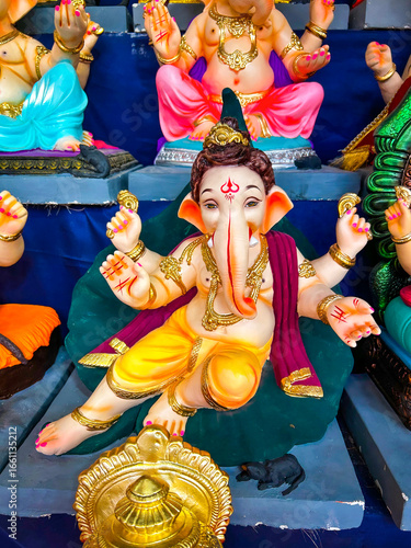 Photography Colorful Ganesh Murtis for Ganesh Chaturthi Festival in India | Traditional Hind