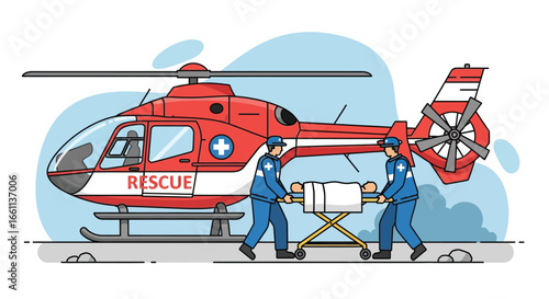 Emergency Rescue Helicopter with Medical Team