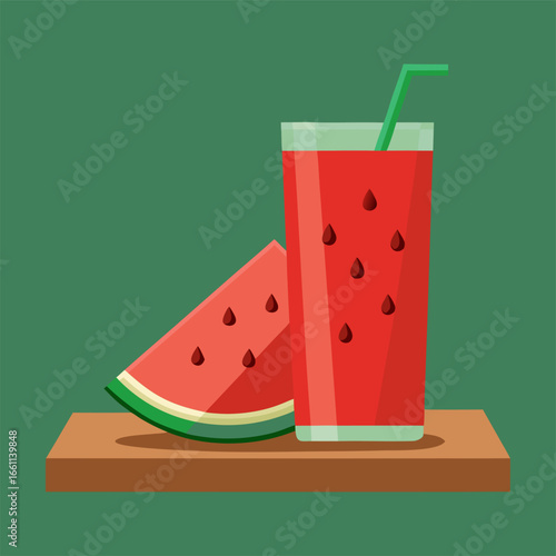 Refreshing tall glass of vibrant red watermelon juice on a stand