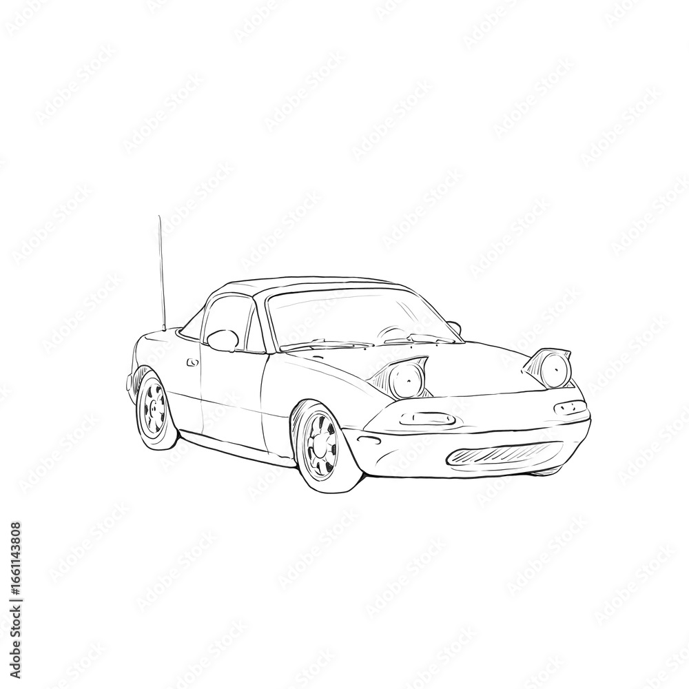 Fototapeta premium Outline black and white car