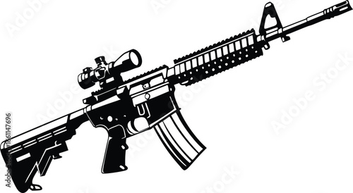 Tactical Assault Rifle with Scope Precision Aiming Weapon Military Firearm