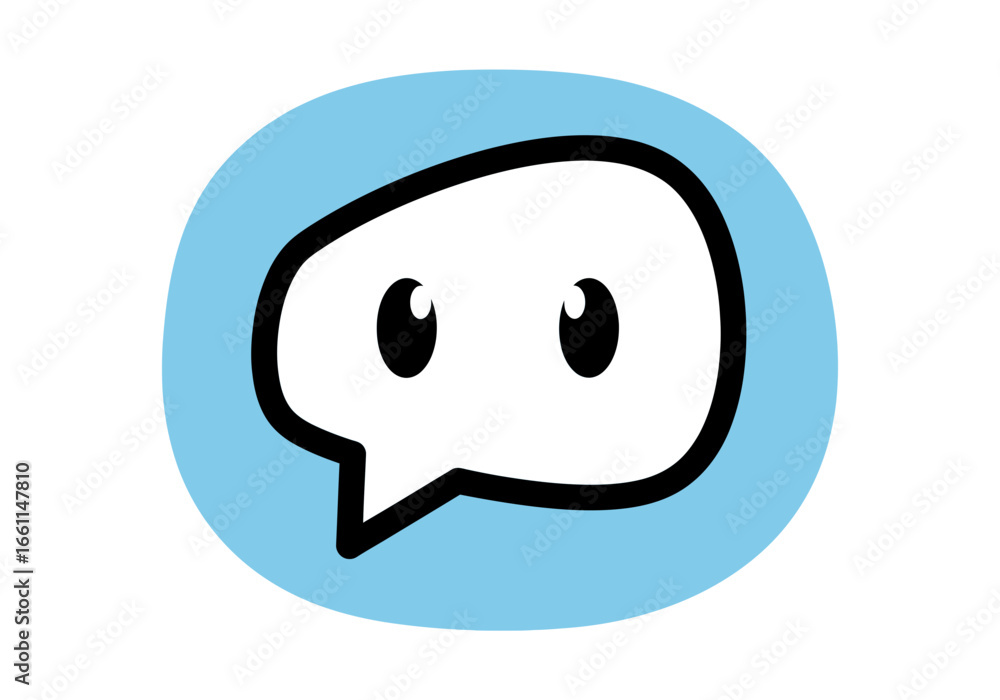 Fototapeta premium Blue chat bubble with eyes, a vector illustration