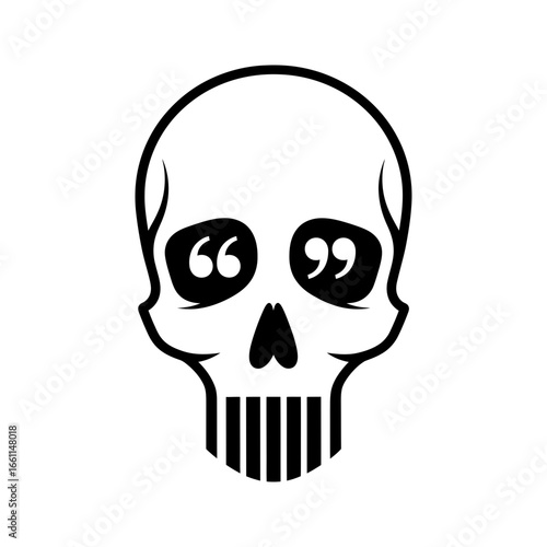 Creepy skull with quotation marks in the eyes, a spooky design
