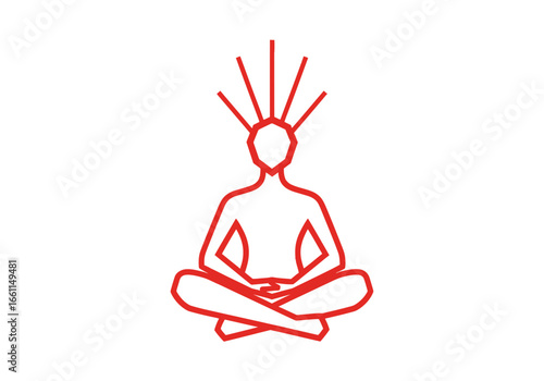 Meditating figure in lotus position in red color