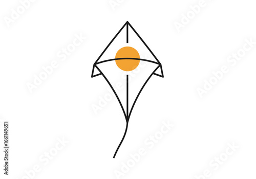 Minimalist kite with yellow sun