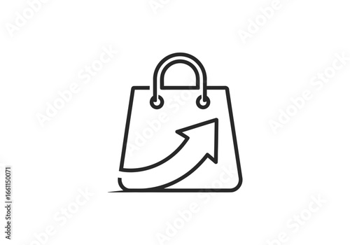 Shopping bag with an arrow pointing up, symbolizing growth and increase