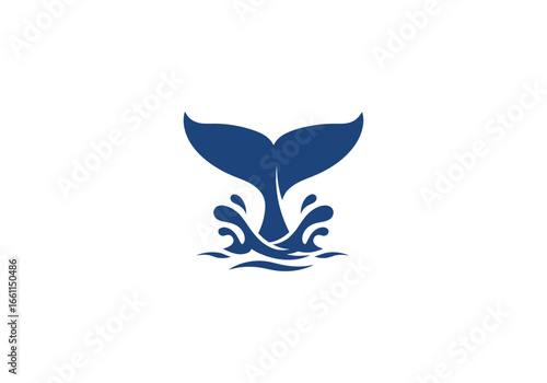 Whale tail with water splash, a marine mammal design