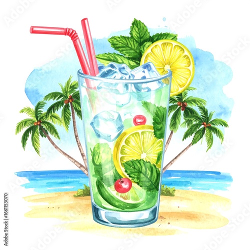 Refreshing tropical cocktail