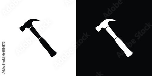 Simple Black and White Hammer Icon