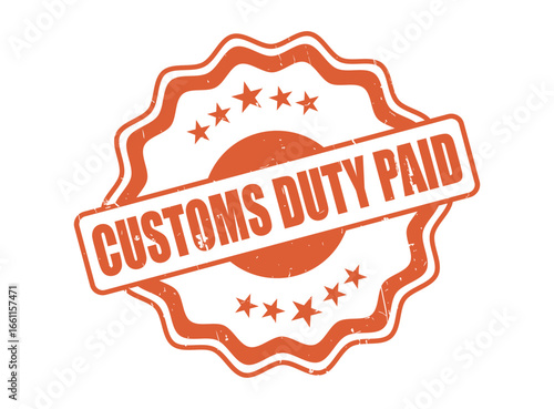 Customs Duty Paid Rubber Stamp Seal with a Decorative Border