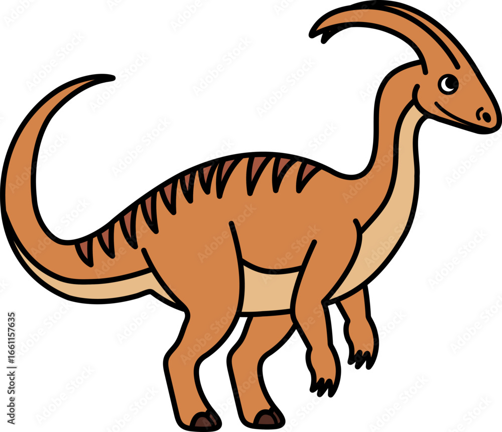 Fototapeta premium isolated illustration of a parasaurolophus dinosaur