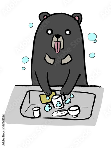 食器を洗うゆるマレーグマ