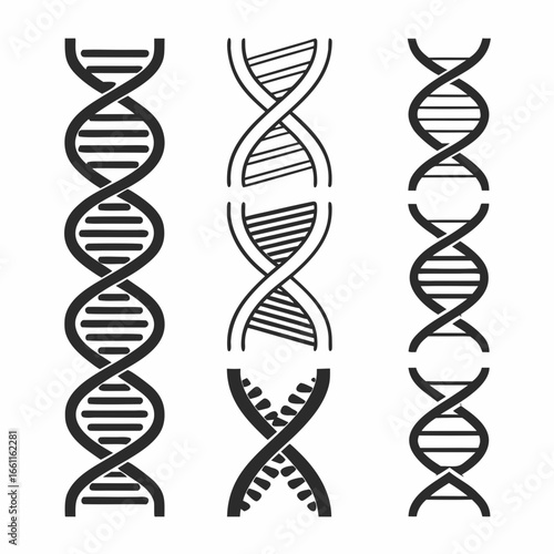 Dna helix strands in doodle style isolated on white background for design and decoration