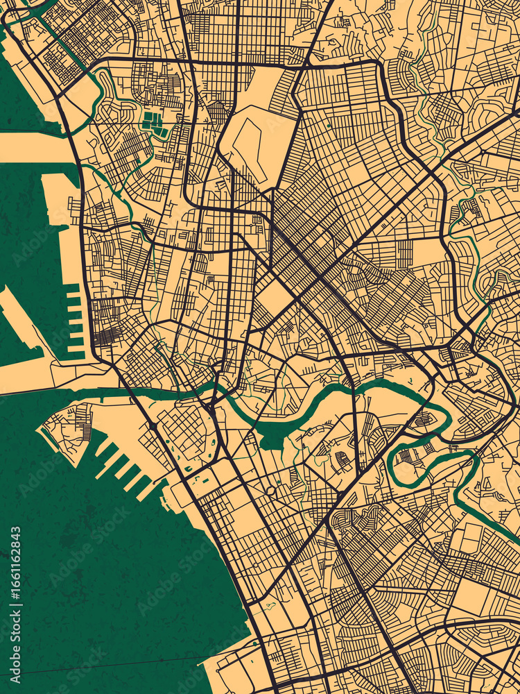 Obraz premium Manila Philippines City Street Map. Background downtown, urban modern colorful, bright graphic design, abstract travel art, new business district, urban downtown, paint creative artwork