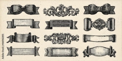 Vintage-style decorative ribbons and bows
