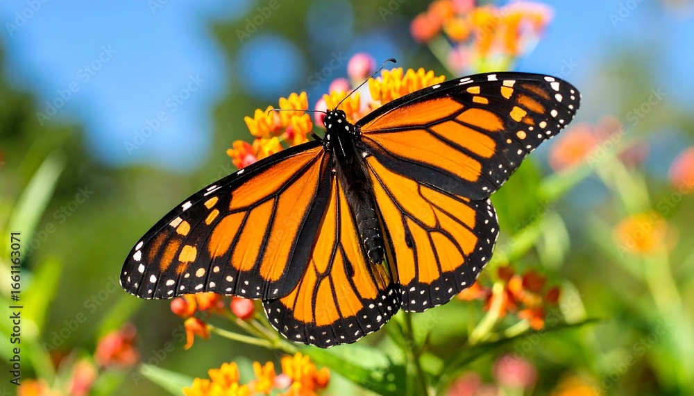 Naklejka premium Monarch butterfly on flower