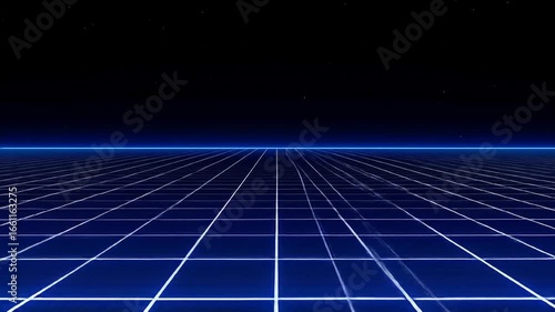 Retro blue grid with a dark sky